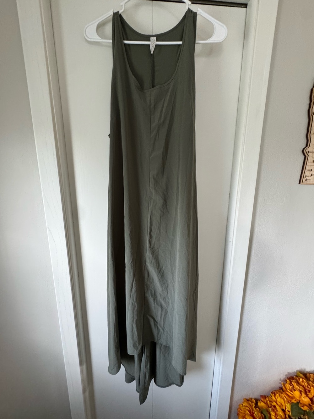 Women's large sleeveless lightweight Olive Green Flowing Maxi Skirt